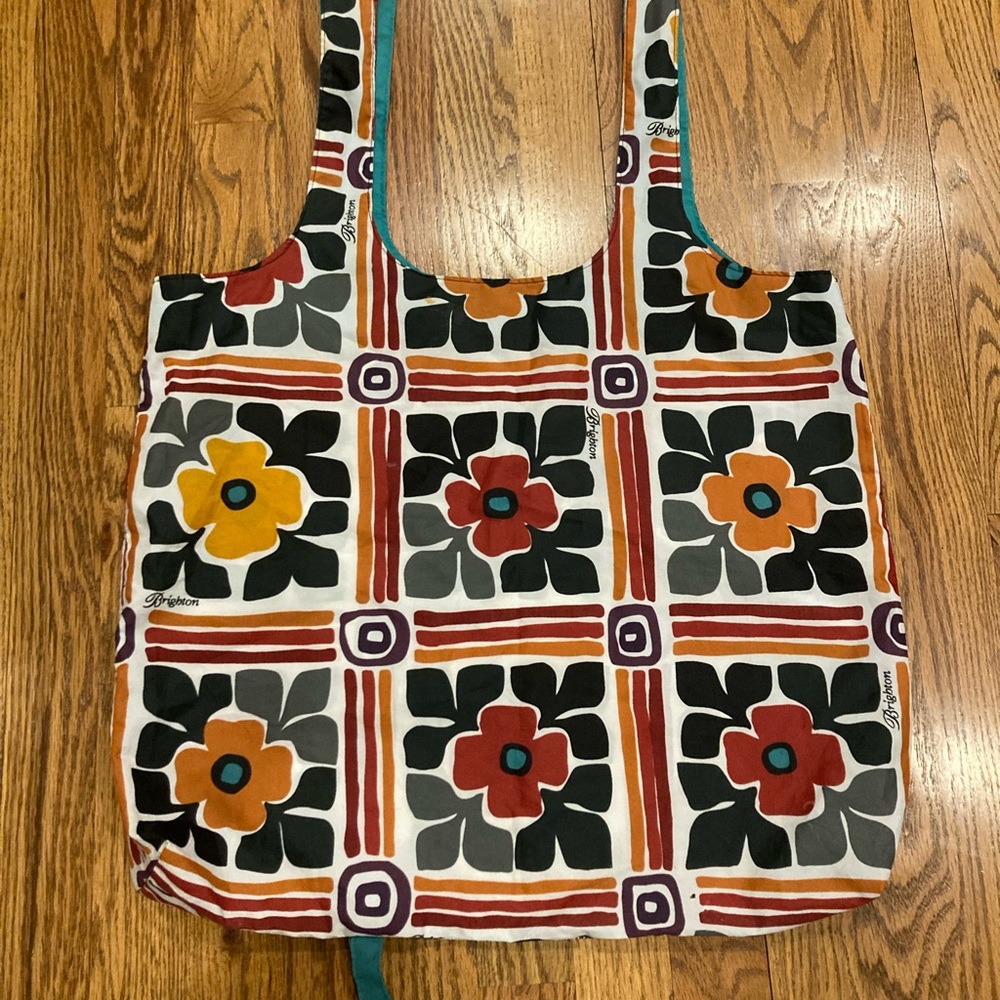 Brighton | Floral Toteable Nylon Bag Tote Roll Pouch Reusable Travel - Picture 2 of 8